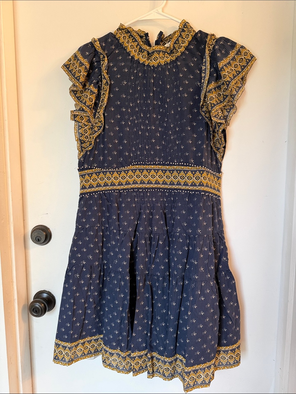 Sea New York Navy and Gold Paisley-Trim Mini Dress - Picture 2 of 6
